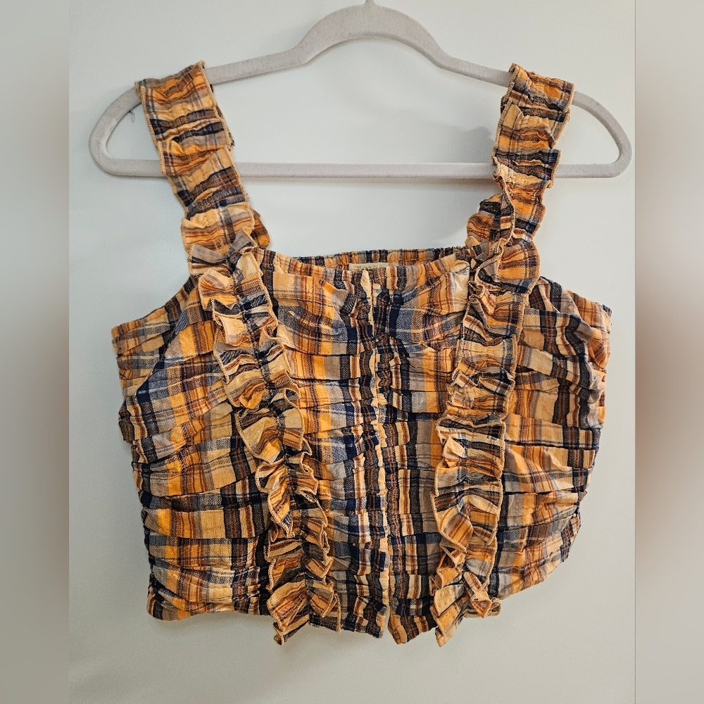 Anthropologie Verb By Pallave Singhee Ruffled Plaid Women Top Corset Size Am - Picture 2 of 7